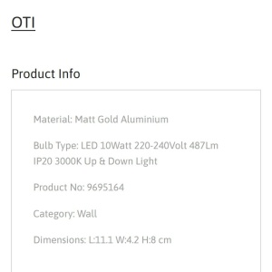 Aplica LED iluminat ambiental Up & Down OTI aurie, NVL-9695164 - Img 8