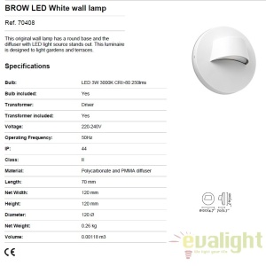 Aplica LED iluminat exterior design minimalist BROW alba 70408 48761 universul-luminii.ro