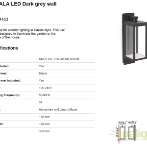 Aplica LED iluminat perete exterior stil clasic KERALA 74453 57881 universul-luminii.ro