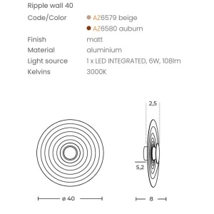 Aplica LED lumina ambientala RIPPLE 40cm, bej - Img 2