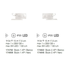 Aplica LED moderna cu reader LED cu port USB BOOK-2 AP2 NERO 174846 60231 universul-luminii.ro