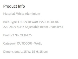 Aplica LED pentru exterior design modern IP54 Epic alb 129961 universul-luminii.ro