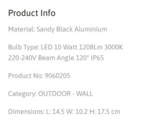 Aplica LED pentru exterior design modern IP65 Leto negru 14,5cm 130011 universul-luminii.ro