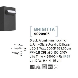 Aplica LED pentru iluminat exterior IP65 BRIGITTA 109151 universul-luminii.ro