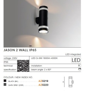 Aplica LED pentru iluminat exterior IP65 JASON 2 BK 120601 universul-luminii.ro