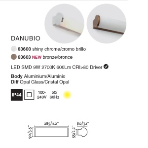 Aplica LED pentru oglinda baie moderna IP44 DANUBIO 9W 63603 89771 universul-luminii.ro