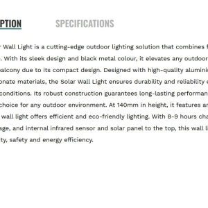Aplica LED solara de exterior cu senzor de miscare IP54 Solar 223121 universul-luminii.ro
