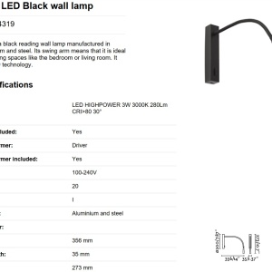Aplica moderna cu reader FLIN LED Black 64319 83331 universul-luminii.ro