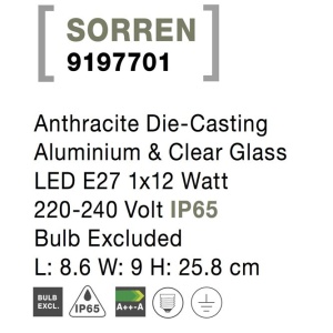 Aplica pentru iluminat exterior IP65 SORREN NVL-9197701 190801 universul-luminii.ro