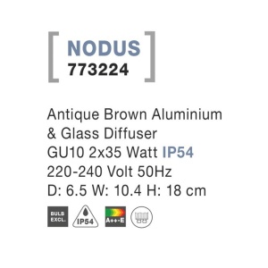 Aplica perete ambientala de exterior IP54 NODUS maro antic NVL-773224 79991 universul-luminii.ro