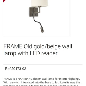 Aplica perete cu reader LED design clasic FRAME auriu/bej 91961 universul-luminii.ro