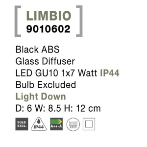 Aplica perete de exterior cu iluminat ambiental IP44 LIMBIO I neagra 250361 universul-luminii.ro