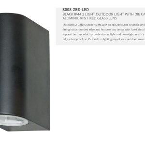 Aplica perete exterior IP44 Up and Down 8008-2BK-LED SRT - Img 3