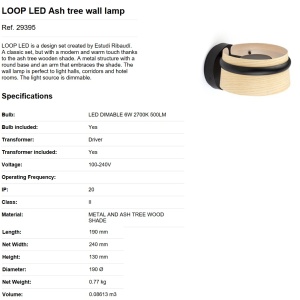 Aplica perete LED dimabila design deosebit LOOP frasin 29395 88811 universul-luminii.ro