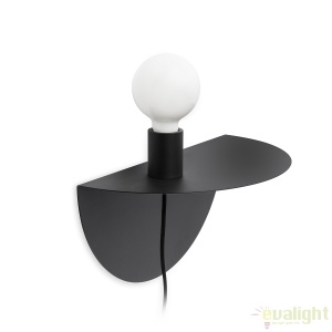 Aplica perete moderna cu raft NIT neagra dreapta 01006 44201 universul-luminii.ro