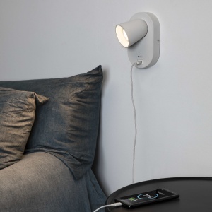 Aplica perete moderna cu USB charger CORB alba 40135 89921 universul-luminii.ro