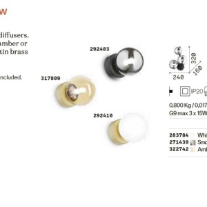 Aplica perete moderna stil minimalist Perlage ap1 amber/alb - Img 2