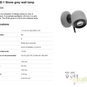 Aplica perete tip spot directionabil STONE-1 gri 43500 178761 universul-luminii.ro