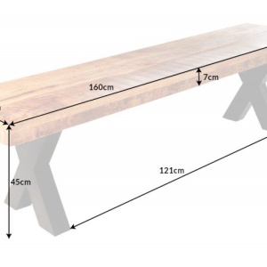Banca industrial style Iron Craft mango, 160cm - Img 2