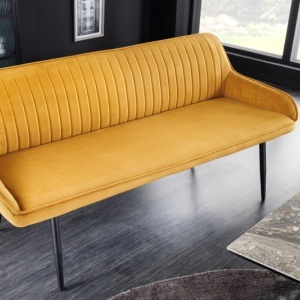 Bancheta tapitata design modern Turin 160cm, catifea galbena - Img 2