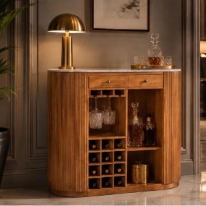 Bar din lemn de mango, marmura alba TRES CHIC 120cm