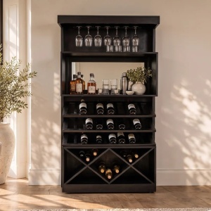 Bar negru din lemn de mango cu oglinda SCORPION 160cm - Img 2