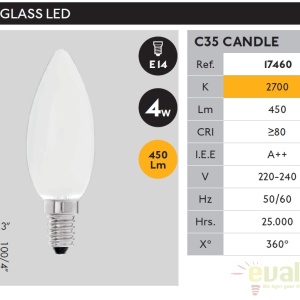 Bec E14 LED C35 MATT 4W 2700K 17460 67951 universul-luminii.ro