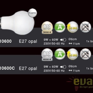 Bec E27 LED opal 60W,810Lm,3000K 10600 GL 67991 universul-luminii.ro