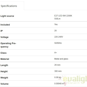 Bec LED decorativ E27 AMBER 6W 2200K 17445 175881 universul-luminii.ro