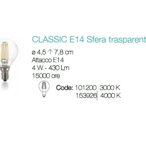 Bec LED E14 4W SFERA TRASPARENTE 4000K 153926 - Img 2