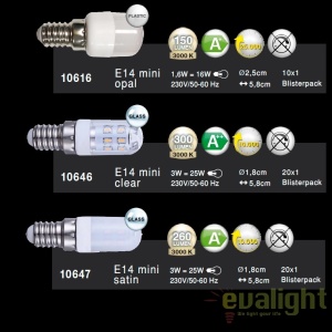 Bec LED E14 mini opal 1,6W 3000K 10616 GL 59931 universul-luminii.ro
