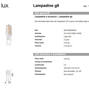 Bec LED, G9 3,5W 3000k cri90 166591 universul-luminii.ro