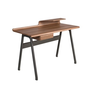 Birou modern din lemn furniruit si fibra de sticla Walnut - Img 2