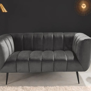 Canapea 2 locuri design elegant Noblesse, gri - Img 5