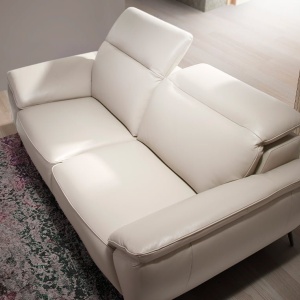 Canapea 2 locuri eleganta, design italian Cowhide leather taupe grey - Img 6