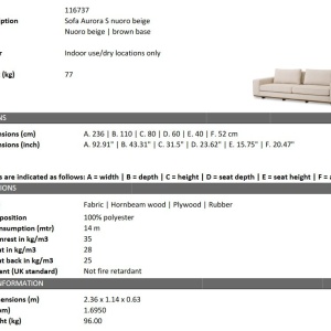 Canapea 2 locuri eleganta design LUX Aurora S, Nuoro beige - Img 2