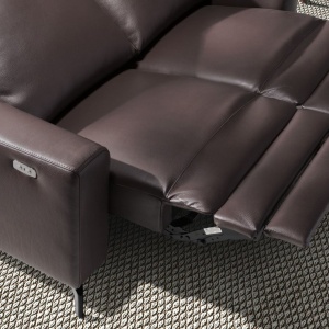 Canapea 2 locuri, functie relax, tapitat cu piele Chocolate Brown - Img 4