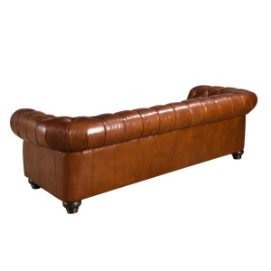 Canapea 3 locuri design italian Chesterfield piele maro - Img 2