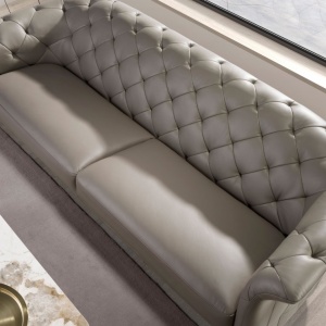 Canapea 3 locuri design LUX Chester Grey Leather - Img 9