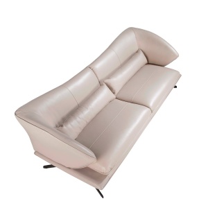 Canapea 3 locuri eleganta cu spatar original Cowhide leather taupe grey - Img 6