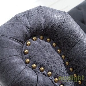 Canapea clasica stil englezesc Chesterfield 2 locuri gri antic A-37390 VC - Img 5