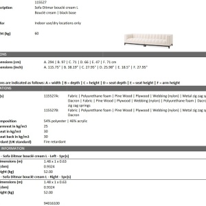 Canapea design elegant LUX Ditmar L, boucle crem 115527 HZ - Img 6