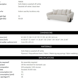 Canapea design LUX Siderno, Seashell off-white - Img 9