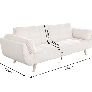 Canapea extensibila BOUTIQUE 215cm catifea raiata bej - Img 7