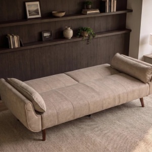 Canapea extensibila DIVANI 220cm catifea champagne beige - Img 5
