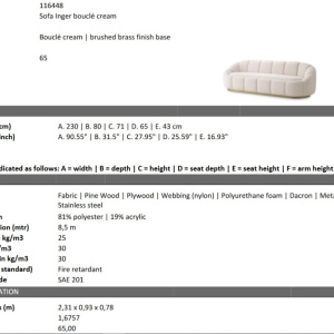 Canapea fixa design elegant LUX Inger, Boucle cream - Img 6