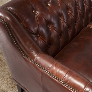 Canapea LUX 2 locuri tapitata cu piele Cognac Brown - Img 7