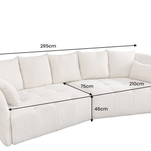 Canapea mare, Tesatura boucle bej sampanie, ROYAL 295cm - Img 10