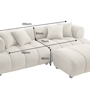 Canapea XXL ADLON 255cm, material boucle champagne greige - Img 7