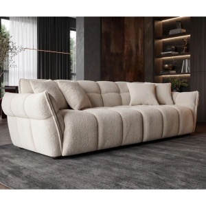 Canapea XXL CLOUD 260cm, material boucle champagne greige - Img 7